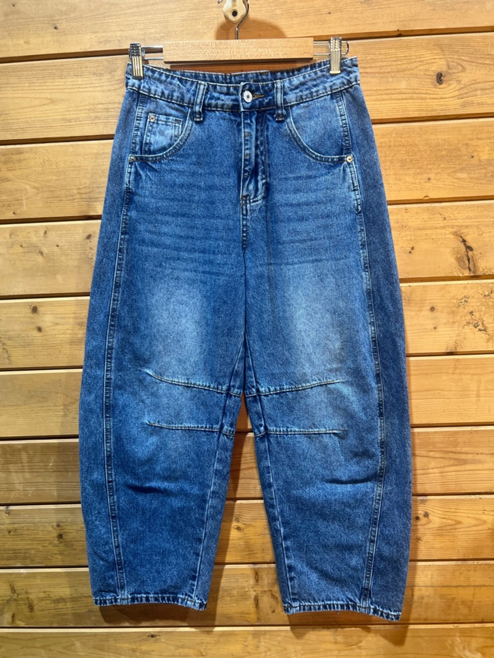 Barrel Leg Denim Jeans High Rise Cropped Relaxed Fit Women’s Size 28